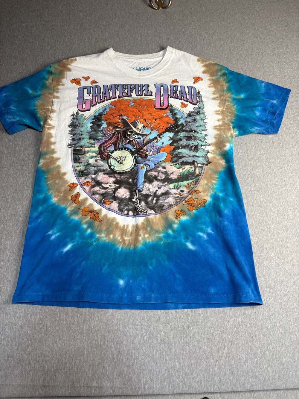 Liquid Blue Grateful Dead Banjo Skeleton Tie-Dye T-Shirt